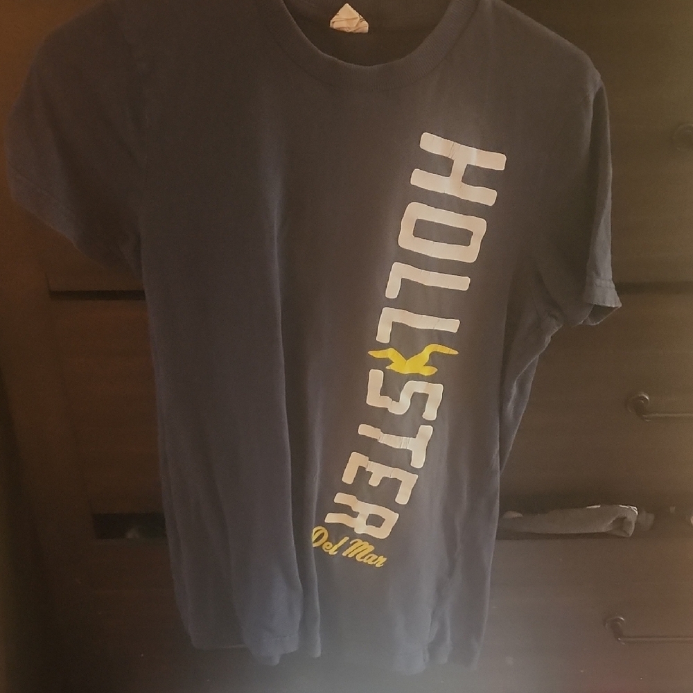 Hollister Dark Blue Tee with Yellow Graphic